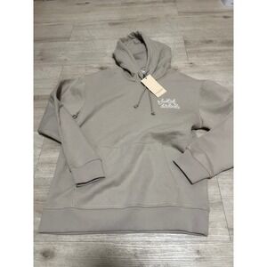 Scotch & Soda Mens Relaxed Fit Fleece Graphic Hoodie Plaza Tan Beige NWT